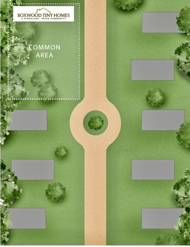 A resident's tiny home setting at Boxwood